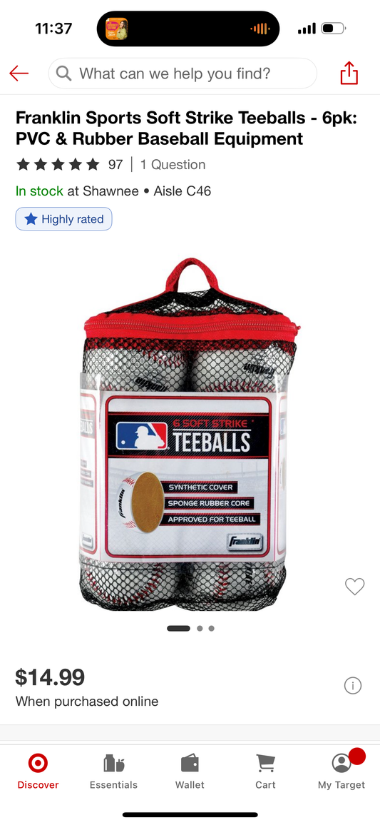 Franklin Sports Soft Strike Teeballs - 6pk: PVC & Rubber Baseball Equipment