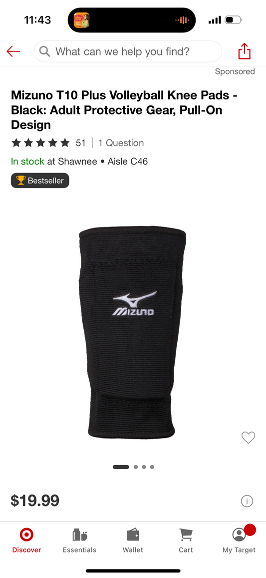 Mizuno T10 Plus Volleyball Knee Pads - Black: Adult Protective Gear, Pull-On Design