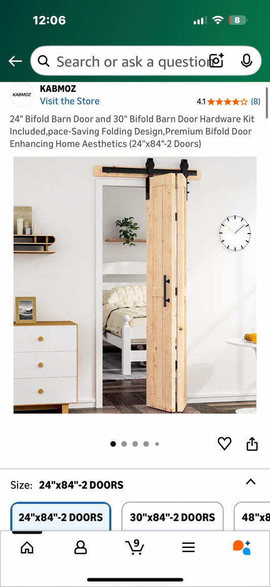 24" Bifold Barn Door and 30" Bifold Barn Door Hardware Kit Included,pace-Saving Folding Design,Premium Bifold Door Enhancing Home Aesthetics (24"x84"-2 Doors) (L1085)