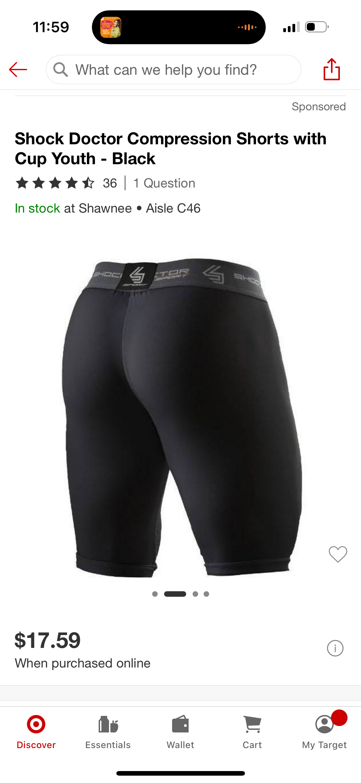 Shock Doctor Compression Shorts with Cup Youth - Black