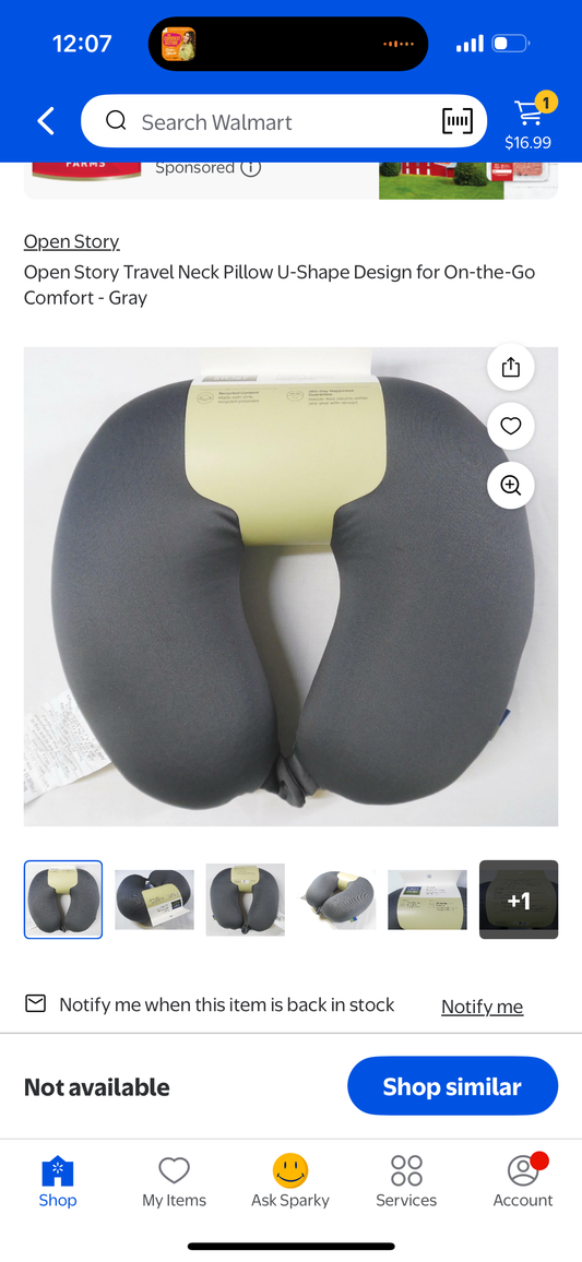 Open Story Travel Neck Pillow U-Shape Design for On-the-Go Comfort - Gray