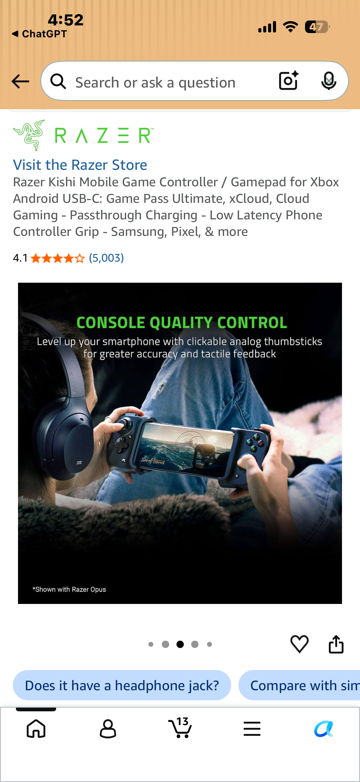 Razer Kishi for Android (Xbox Edition), Generation 1