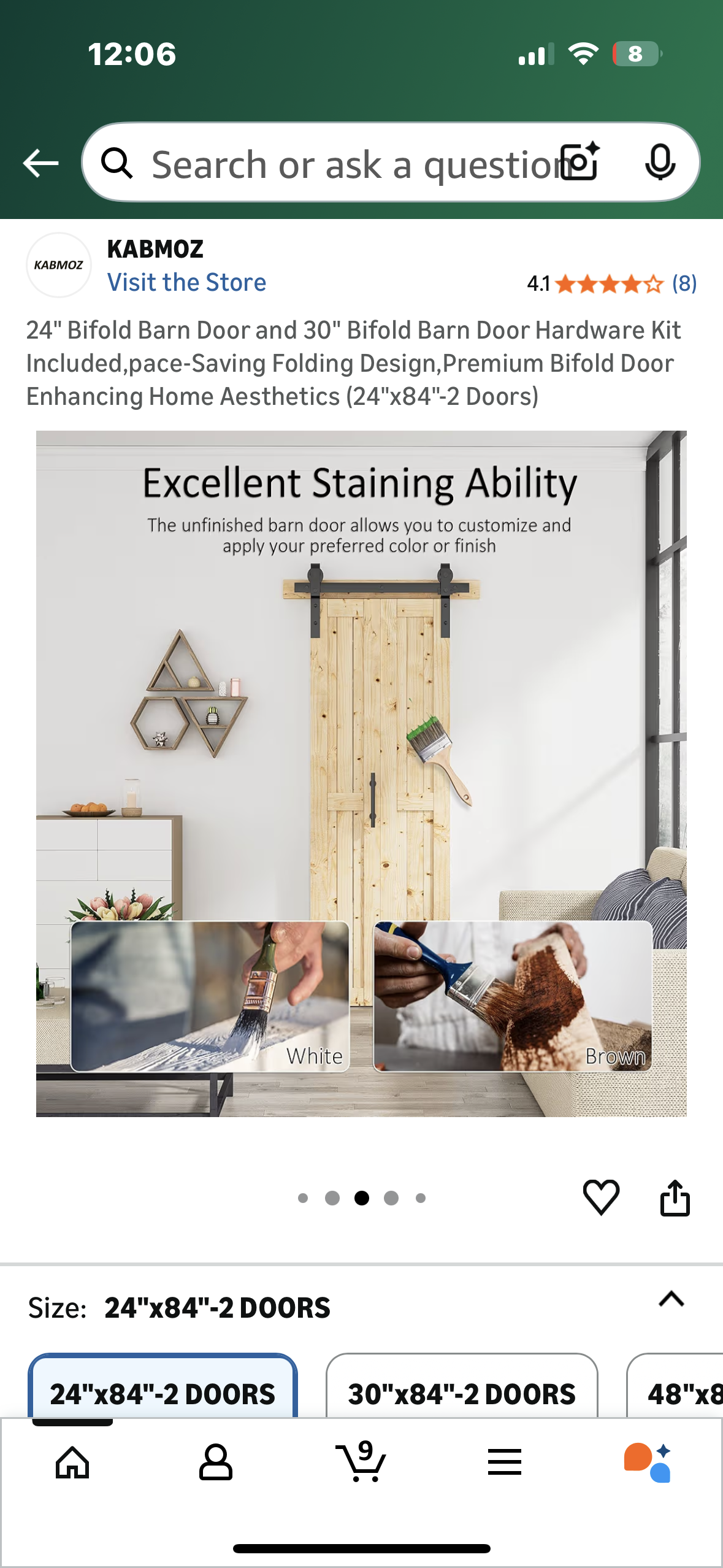 24" Bifold Barn Door and 30" Bifold Barn Door Hardware Kit Included,pace-Saving Folding Design,Premium Bifold Door Enhancing Home Aesthetics (24"x84"-2 Doors) (L1085)