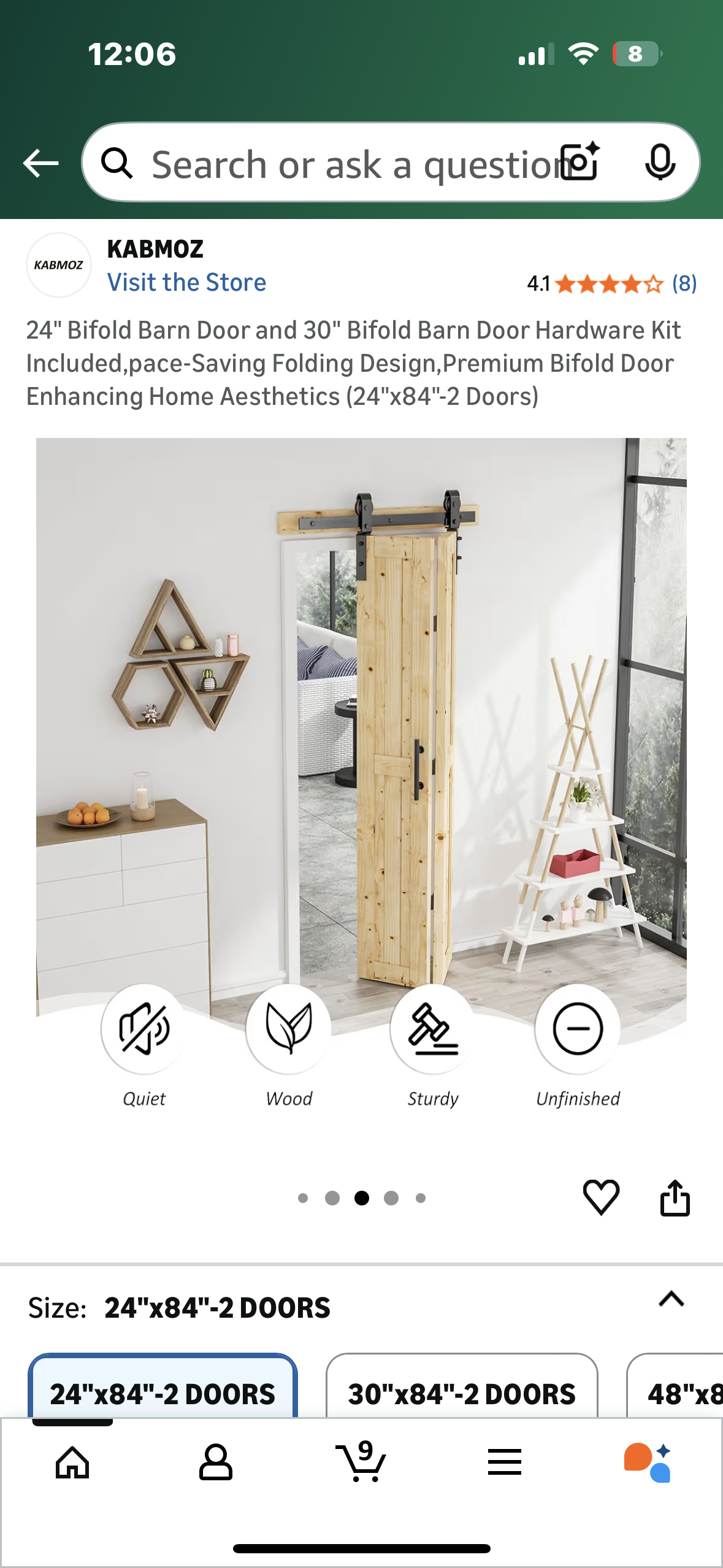 24" Bifold Barn Door and 30" Bifold Barn Door Hardware Kit Included,pace-Saving Folding Design,Premium Bifold Door Enhancing Home Aesthetics (24"x84"-2 Doors) (L1085)