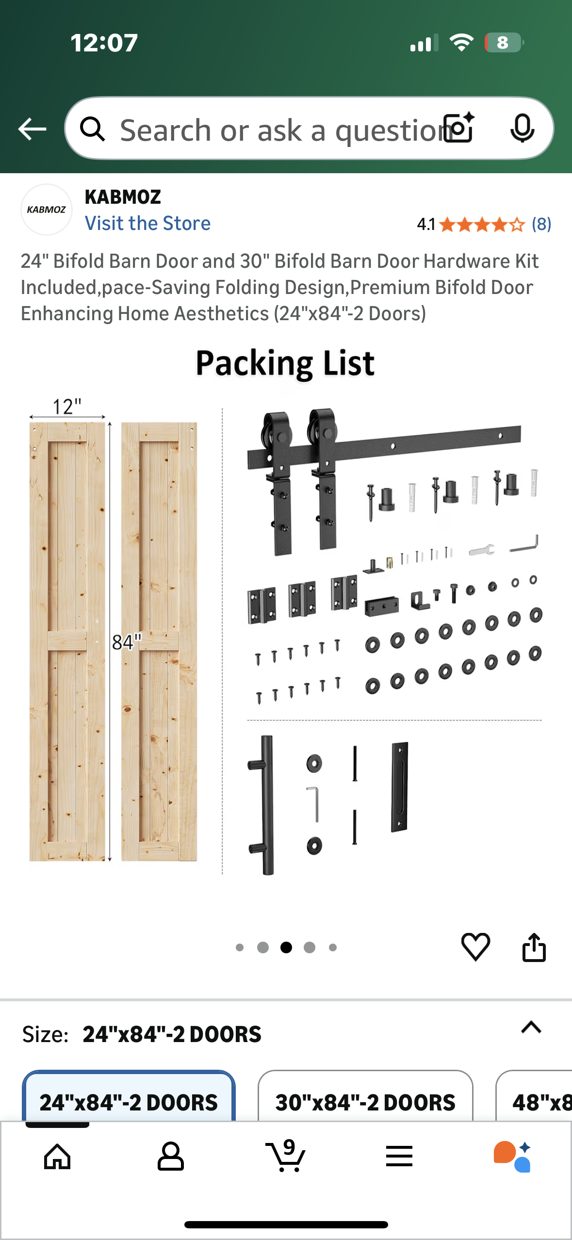 24" Bifold Barn Door and 30" Bifold Barn Door Hardware Kit Included,pace-Saving Folding Design,Premium Bifold Door Enhancing Home Aesthetics (24"x84"-2 Doors) (L1085)
