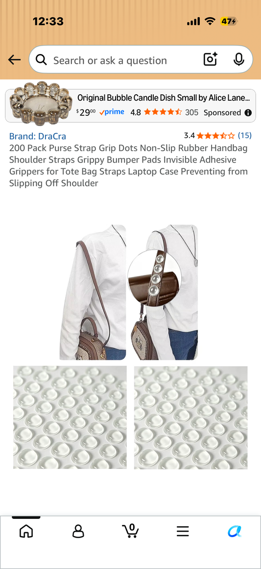 200 Pack Purse Strap Grip Dots Non-Slip Rubber Handbag Shoulder Straps Grippy Bumper Pads Invisible Adhesive Grippers for Tote Bag Straps Laptop Case Preventing from Slipping Off Shoulder