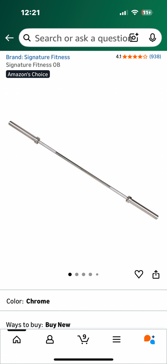 6ft Barbell for Strength Training and Weightlifting, 2 inch Olympic Bar with 700lb Capacity (W537)