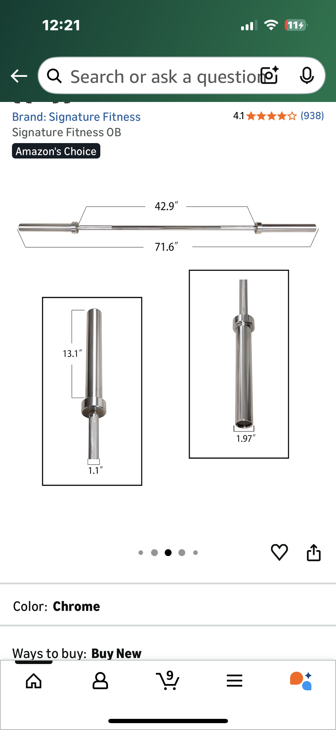 6ft Barbell for Strength Training and Weightlifting, 2 inch Olympic Bar with 700lb Capacity (W537)