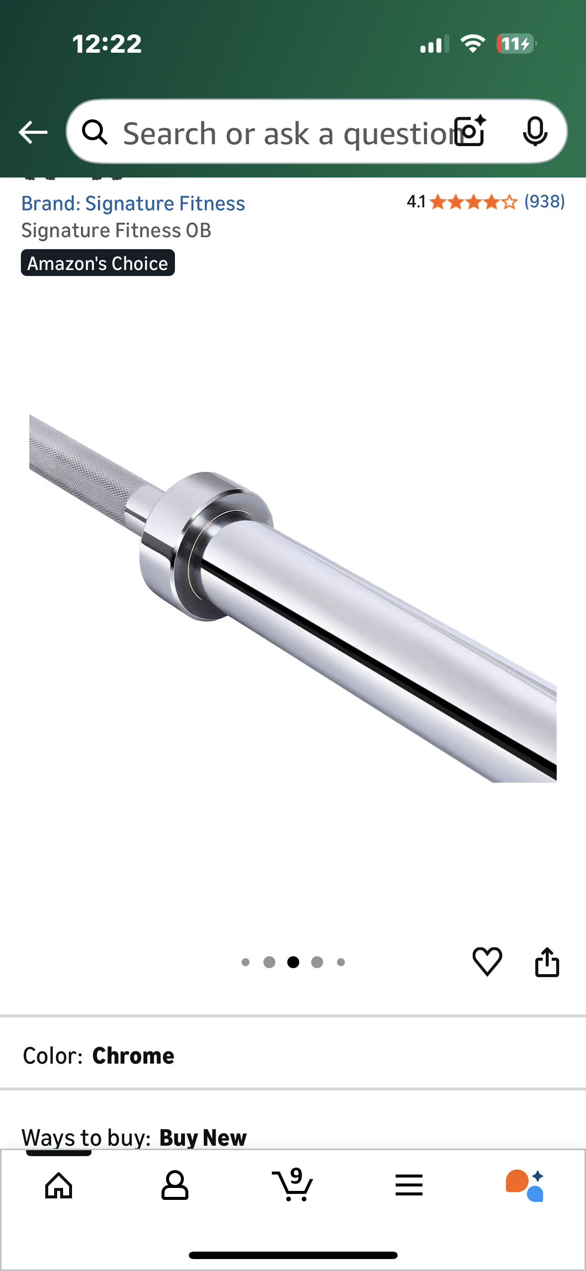 6ft Barbell for Strength Training and Weightlifting, 2 inch Olympic Bar with 700lb Capacity (W537)