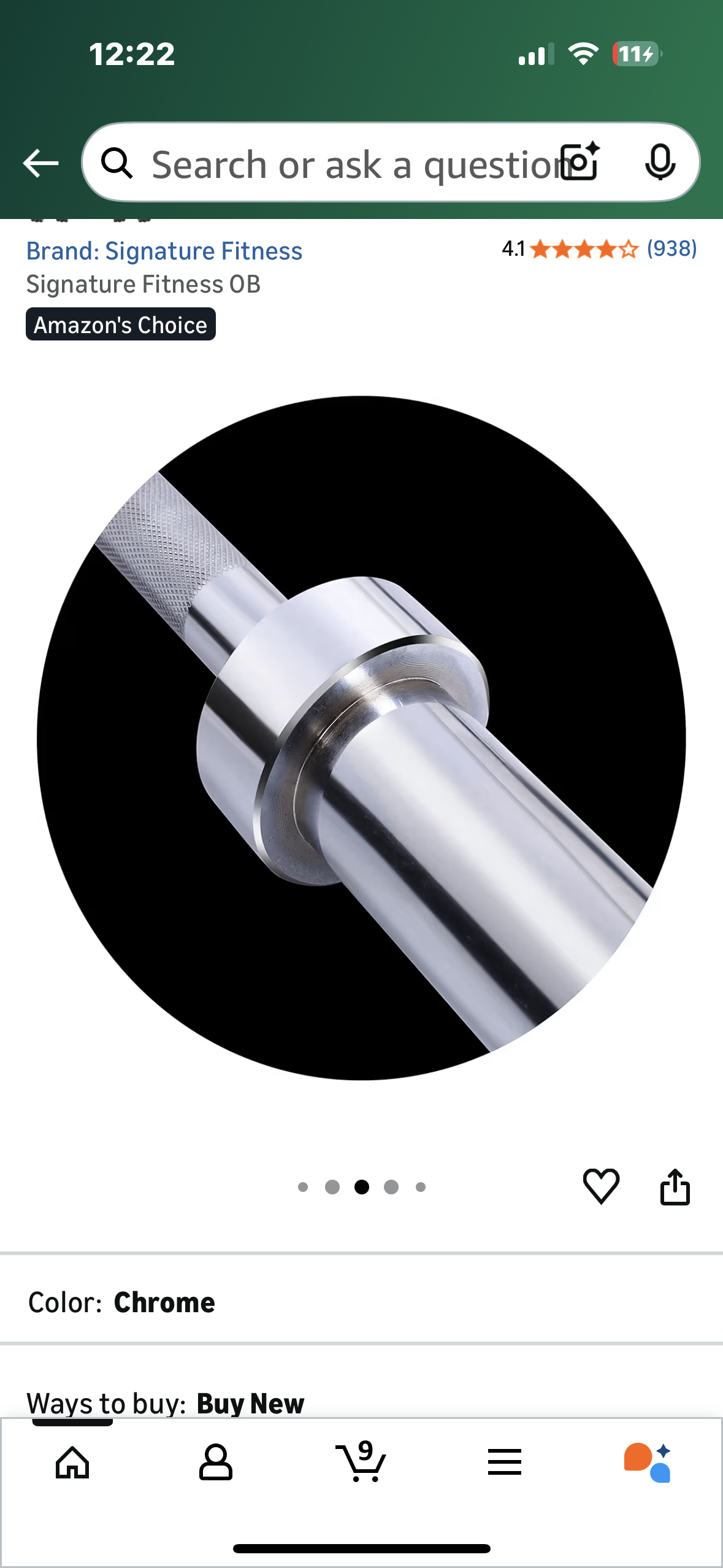 6ft Barbell for Strength Training and Weightlifting, 2 inch Olympic Bar with 700lb Capacity (W537)