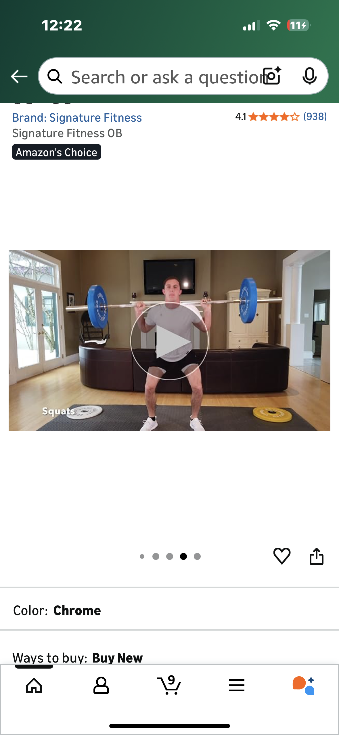 6ft Barbell for Strength Training and Weightlifting, 2 inch Olympic Bar with 700lb Capacity (W537)