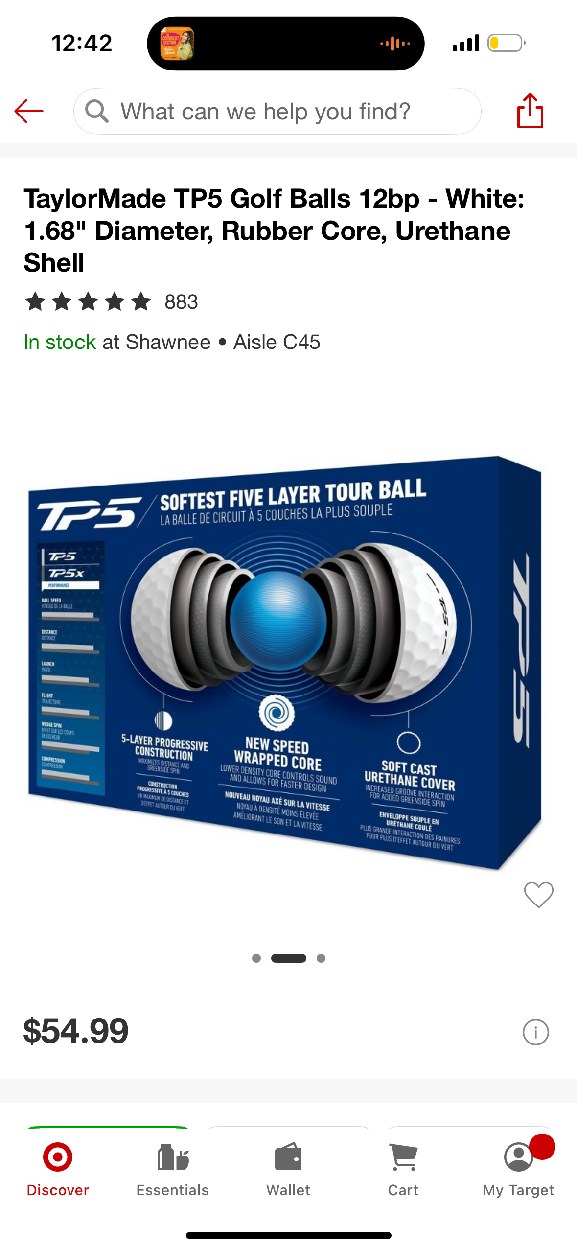 TaylorMade TP5 Golf Balls 12bp - White: 1.68" Diameter, Rubber Core, Urethane Shell