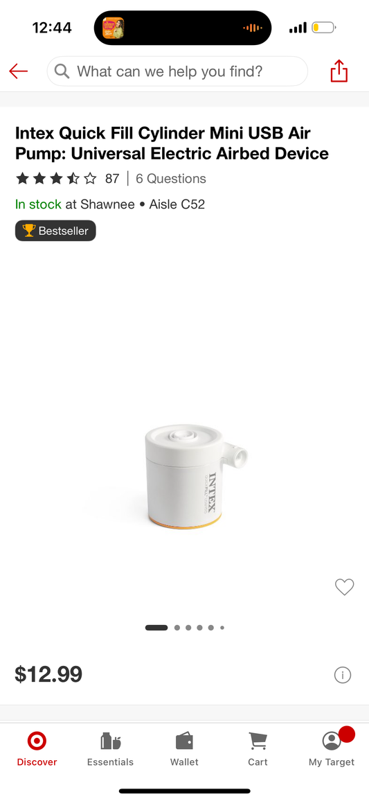 Intex Quick Fill Cylinder Mini USB Air Pump: Pool Toys, Anything Inflatable