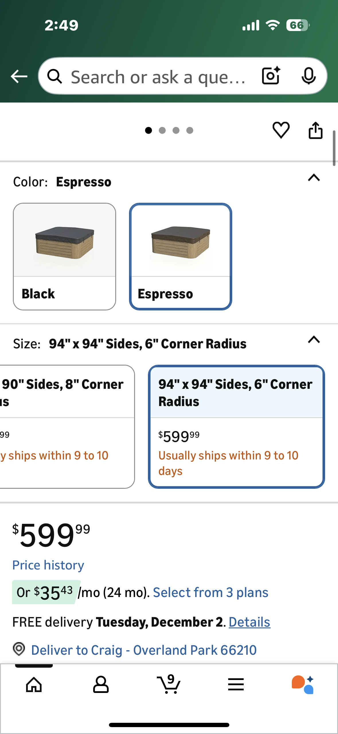 The Cover Guy Hot Tub Cover | Replacement Spa Covers with UV Protected Vinyl + High Density Foam | Energy-Saving Cover for All Climates | Fits Square Tubs with 92-94" Sides and 6" Corners | Espresso (R728)