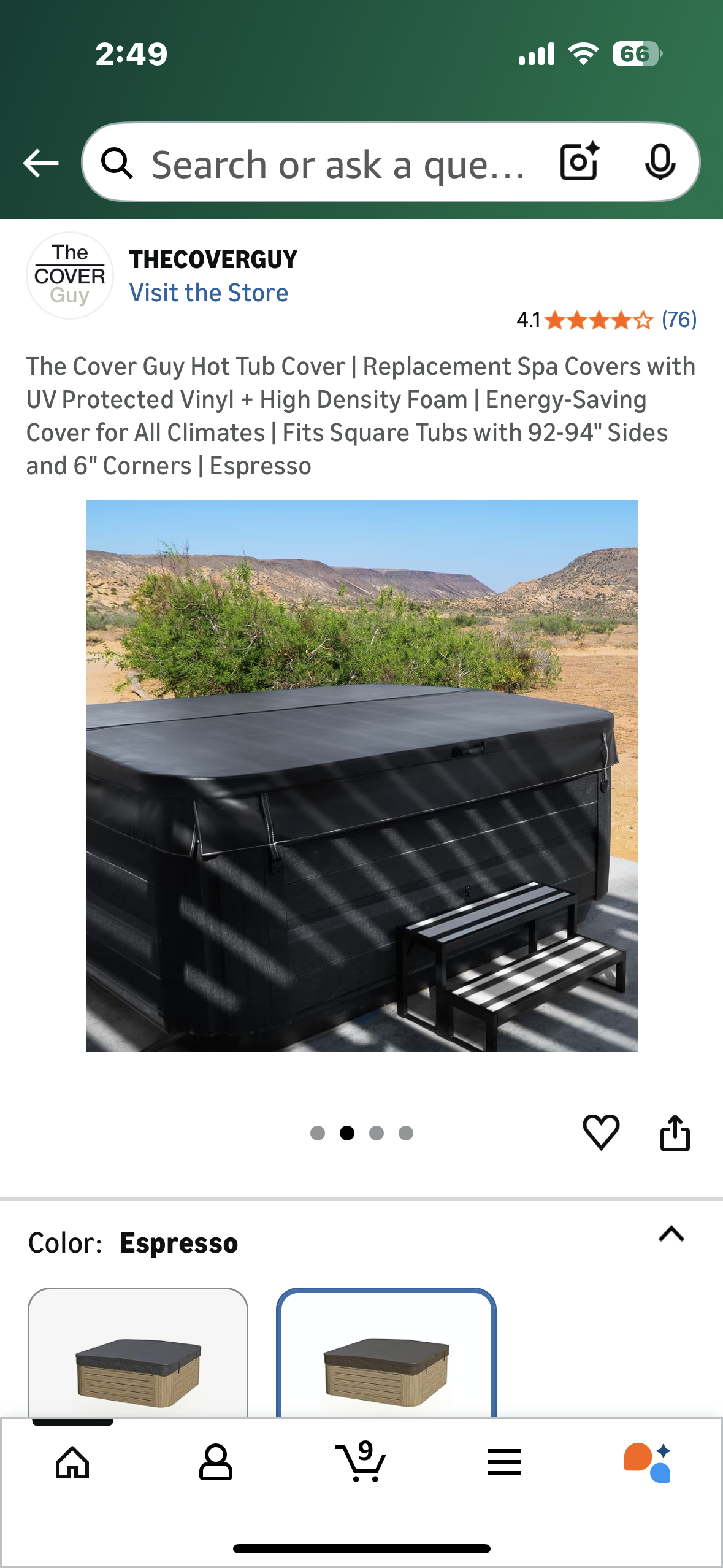 The Cover Guy Hot Tub Cover | Replacement Spa Covers with UV Protected Vinyl + High Density Foam | Energy-Saving Cover for All Climates | Fits Square Tubs with 92-94" Sides and 6" Corners | Espresso (R728)