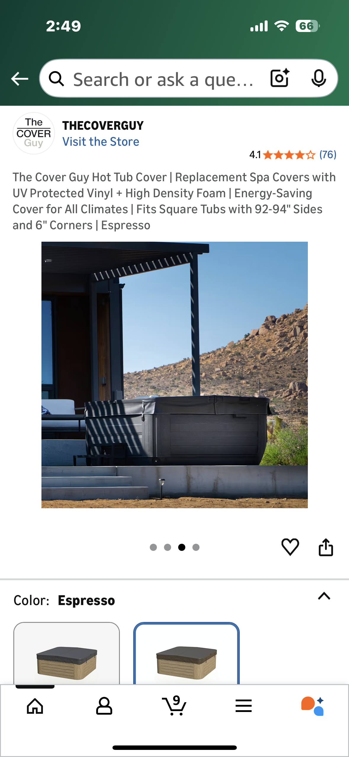 The Cover Guy Hot Tub Cover | Replacement Spa Covers with UV Protected Vinyl + High Density Foam | Energy-Saving Cover for All Climates | Fits Square Tubs with 92-94" Sides and 6" Corners | Espresso (R728)