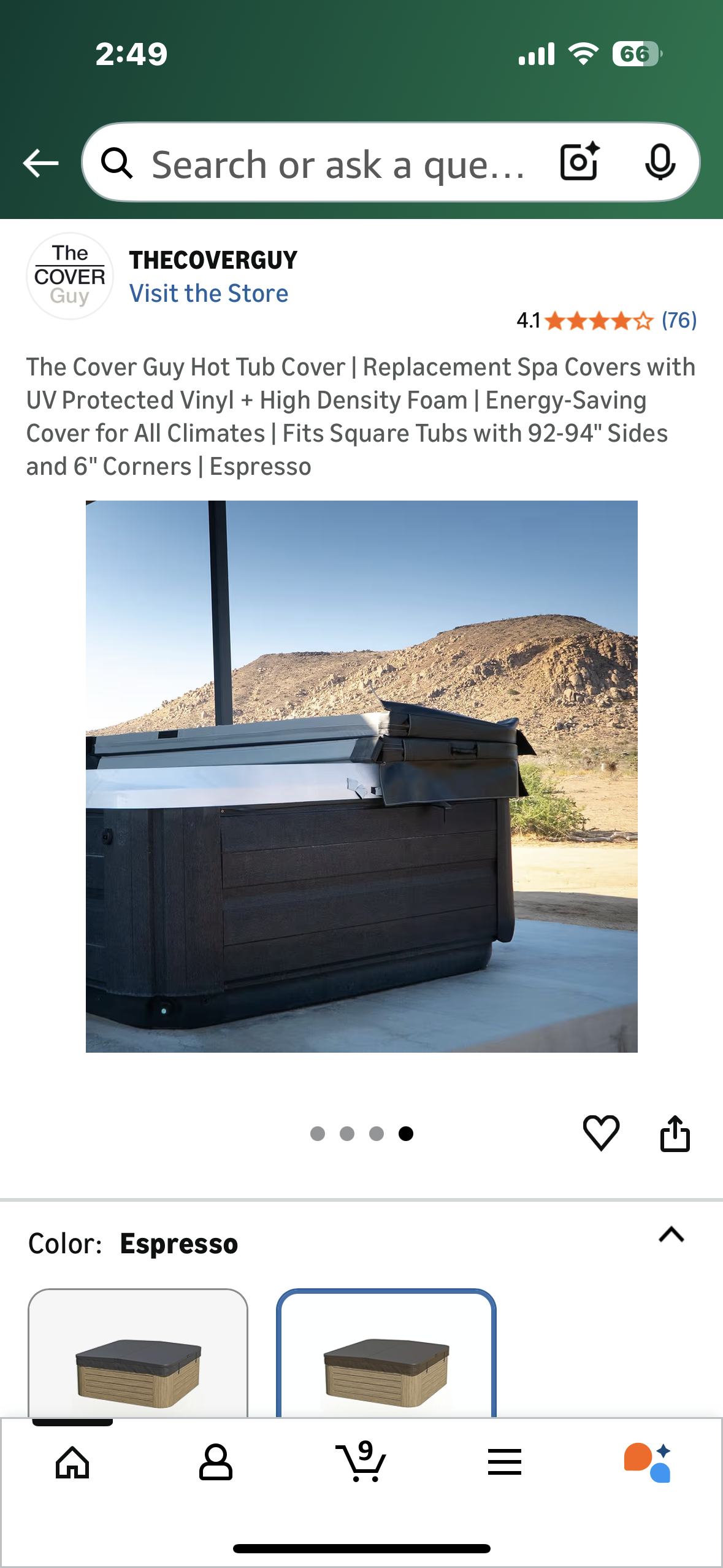 The Cover Guy Hot Tub Cover | Replacement Spa Covers with UV Protected Vinyl + High Density Foam | Energy-Saving Cover for All Climates | Fits Square Tubs with 92-94" Sides and 6" Corners | Espresso (R728)