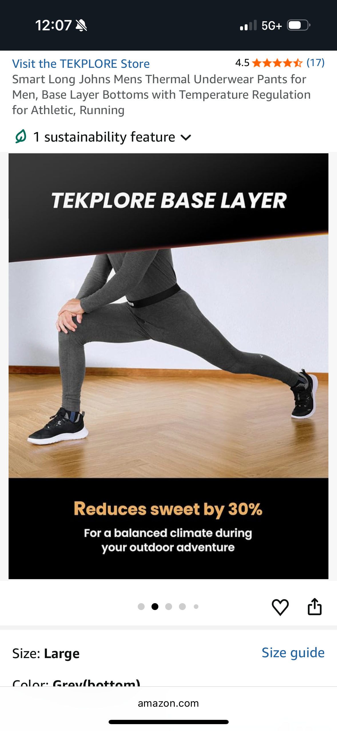 Smart Long Johns Mens Thermal Underwear Pants for Men, Base Layer Bottoms with Temperature Regulation (Size XX-Large)