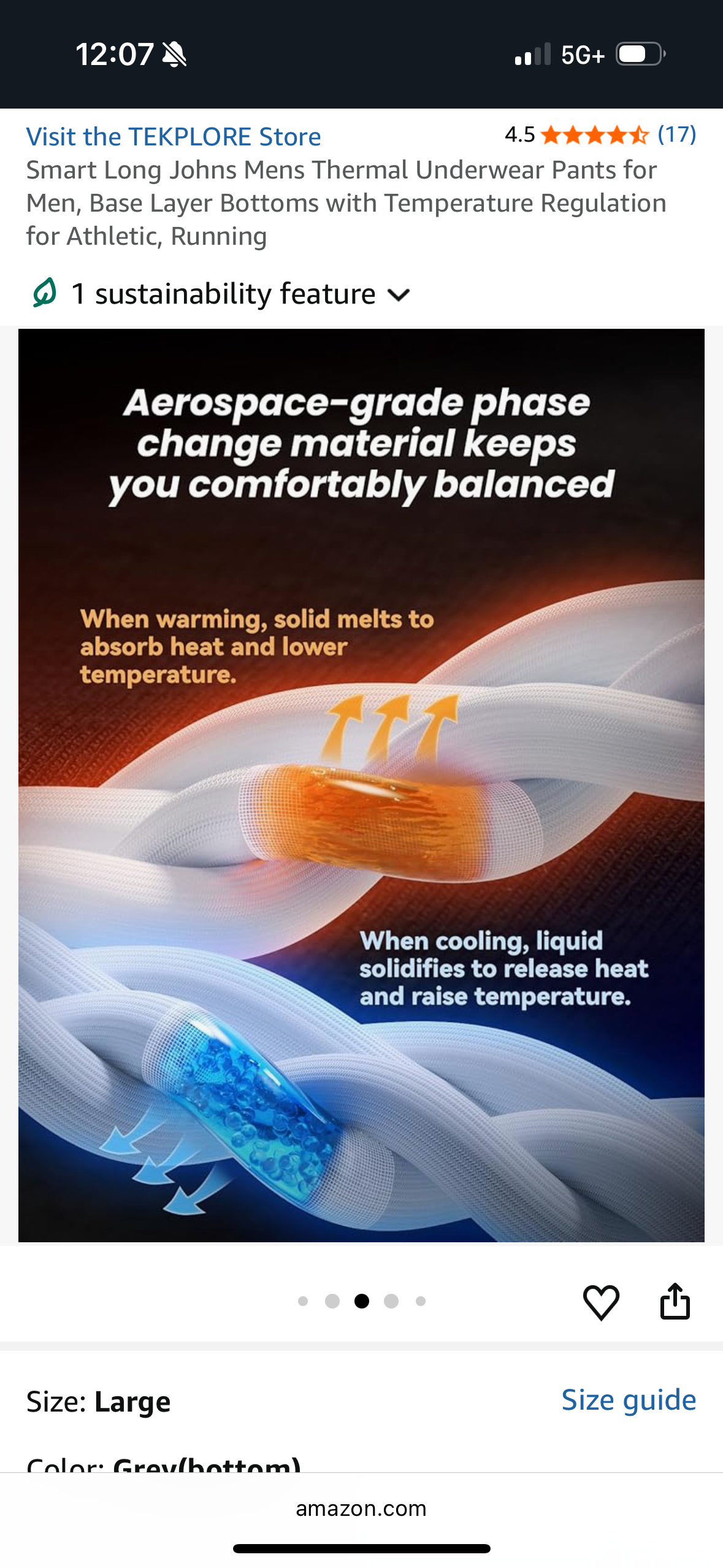 Smart Long Johns Mens Thermal Underwear Pants for Men, Base Layer Bottoms with Temperature Regulation (Size XX-Large)