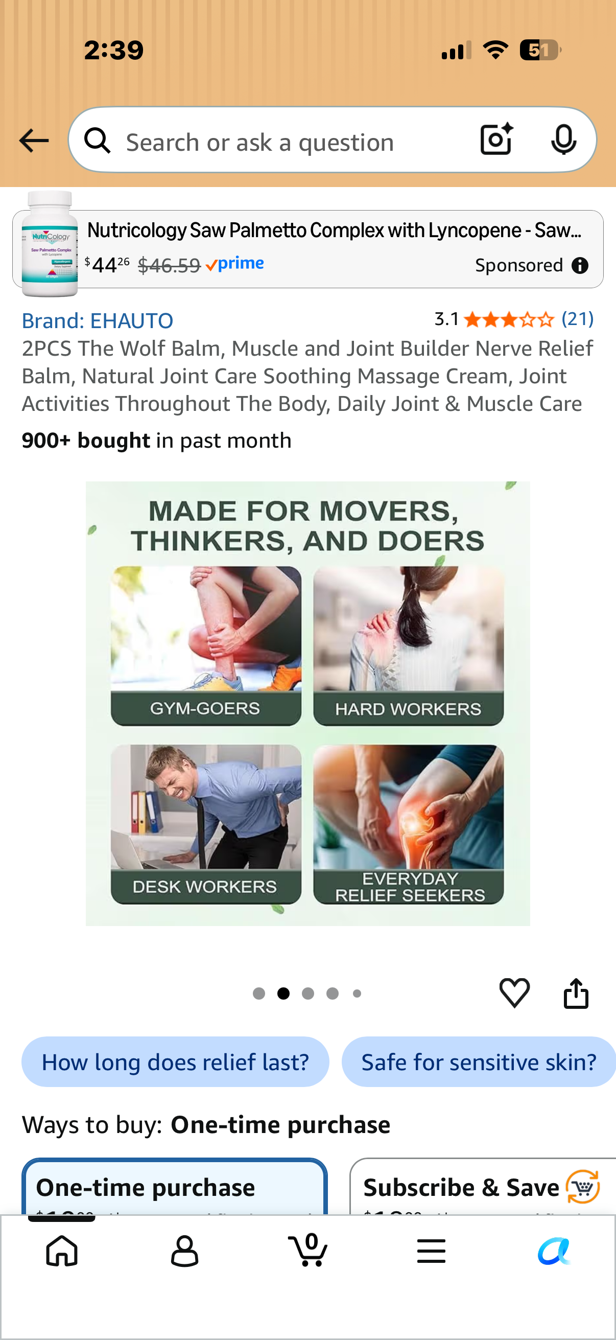 2 pcs  The Wolf Balm, Muscle and Joint Builder Nerve Relief Balm, Natural Joint Care Soothing Massage Cream, Joint