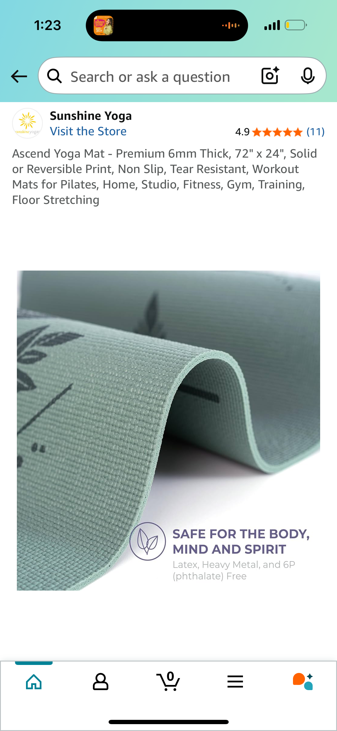 Ascend Yoga Mat - Premium 6mm Thick, 72" x 24", Solid or Reversible Print, Non Slip, Tear Resistant, Workout Mats for Pilates, Home, Studio, Fitness, Gym, Training, Floor Stretching