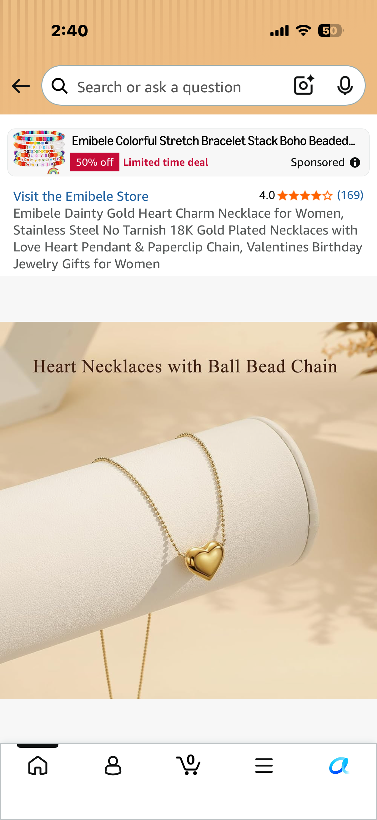 Emibele Dainty Gold Heart Charm Necklace for Women, Stainless Steel No Tarnish 18K Gold Plated Necklaces with Love Heart Pendant & Paperclip Chain, Valentines Birthday Jewelry Gifts for Women