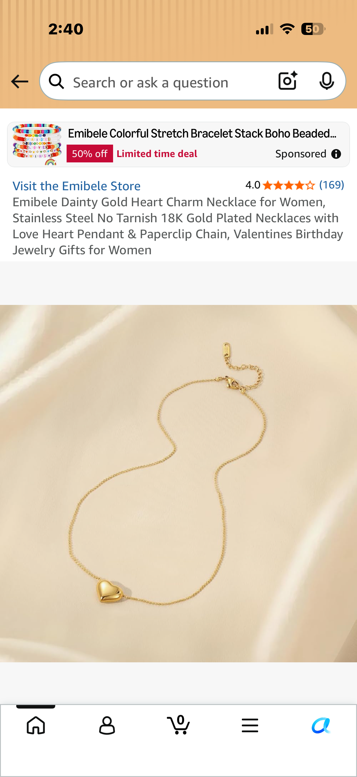 Emibele Dainty Gold Heart Charm Necklace for Women, Stainless Steel No Tarnish 18K Gold Plated Necklaces with Love Heart Pendant & Paperclip Chain, Valentines Birthday Jewelry Gifts for Women