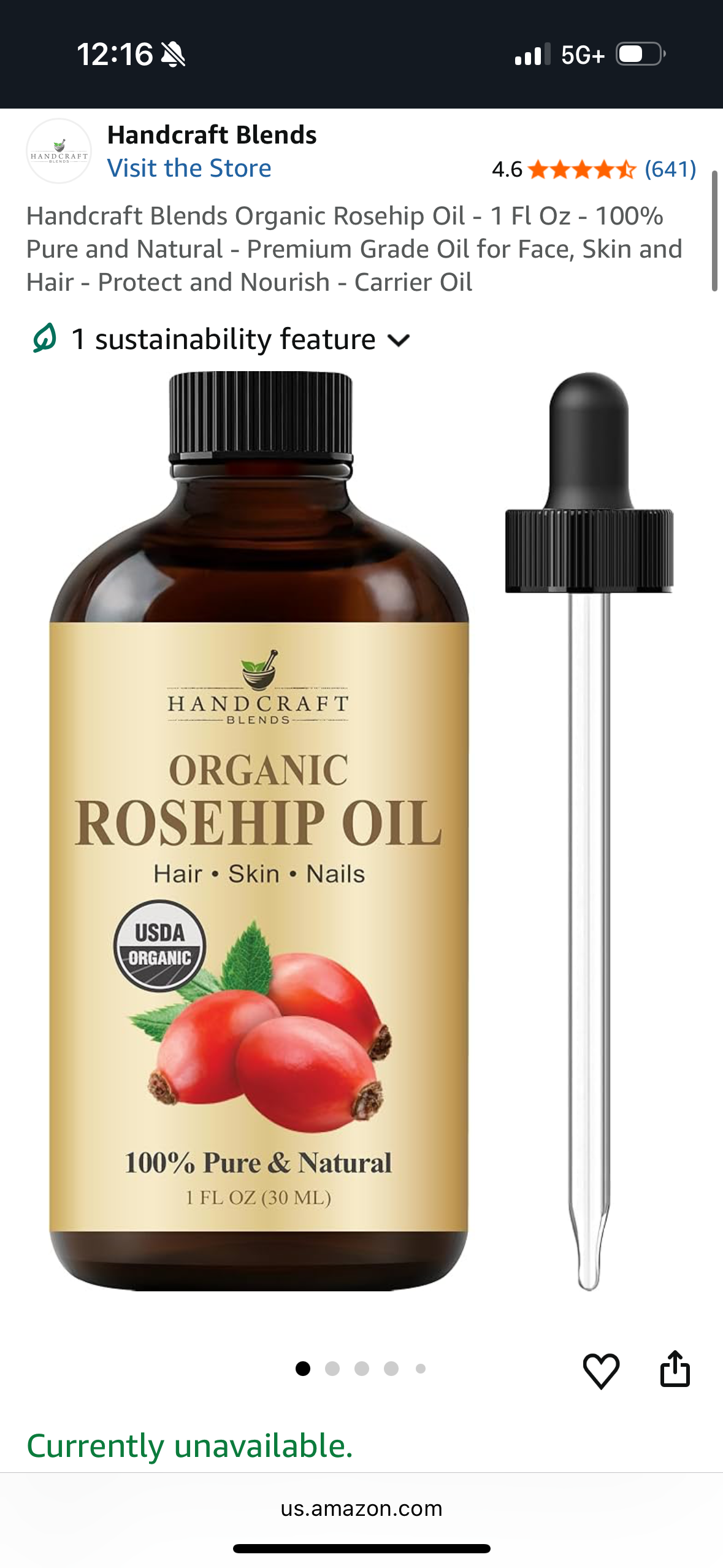 Handcraft Blends Organic Rosehip Oil - 1 Fl Oz - 100% Pure and Natural - Premium Grade Oil for Face, Skin and Hair - Protect and Nourish - Carrier Oil