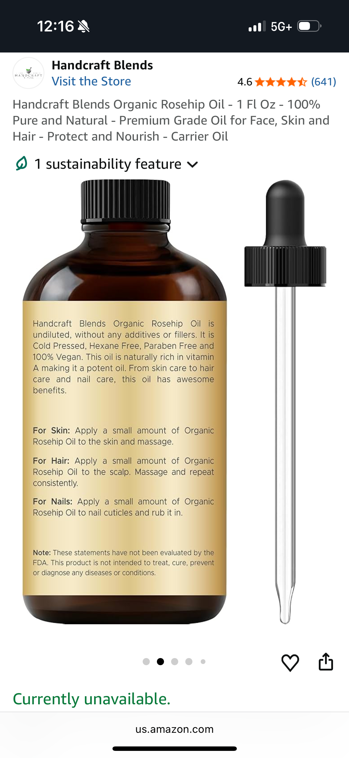 Handcraft Blends Organic Rosehip Oil - 1 Fl Oz - 100% Pure and Natural - Premium Grade Oil for Face, Skin and Hair - Protect and Nourish - Carrier Oil