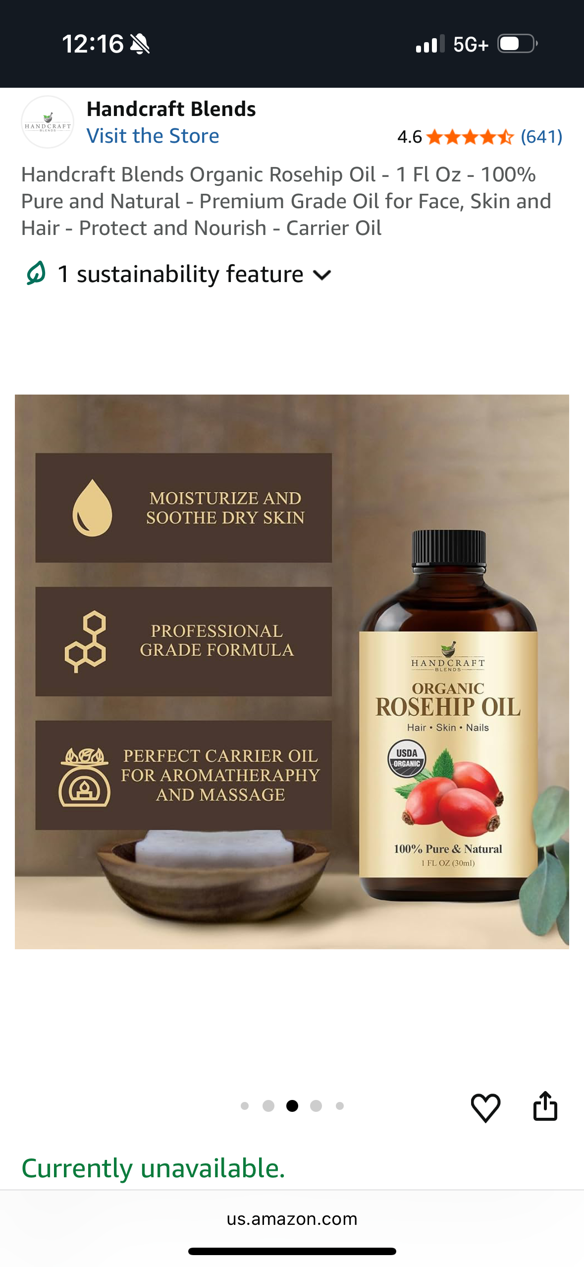 Handcraft Blends Organic Rosehip Oil - 1 Fl Oz - 100% Pure and Natural - Premium Grade Oil for Face, Skin and Hair - Protect and Nourish - Carrier Oil