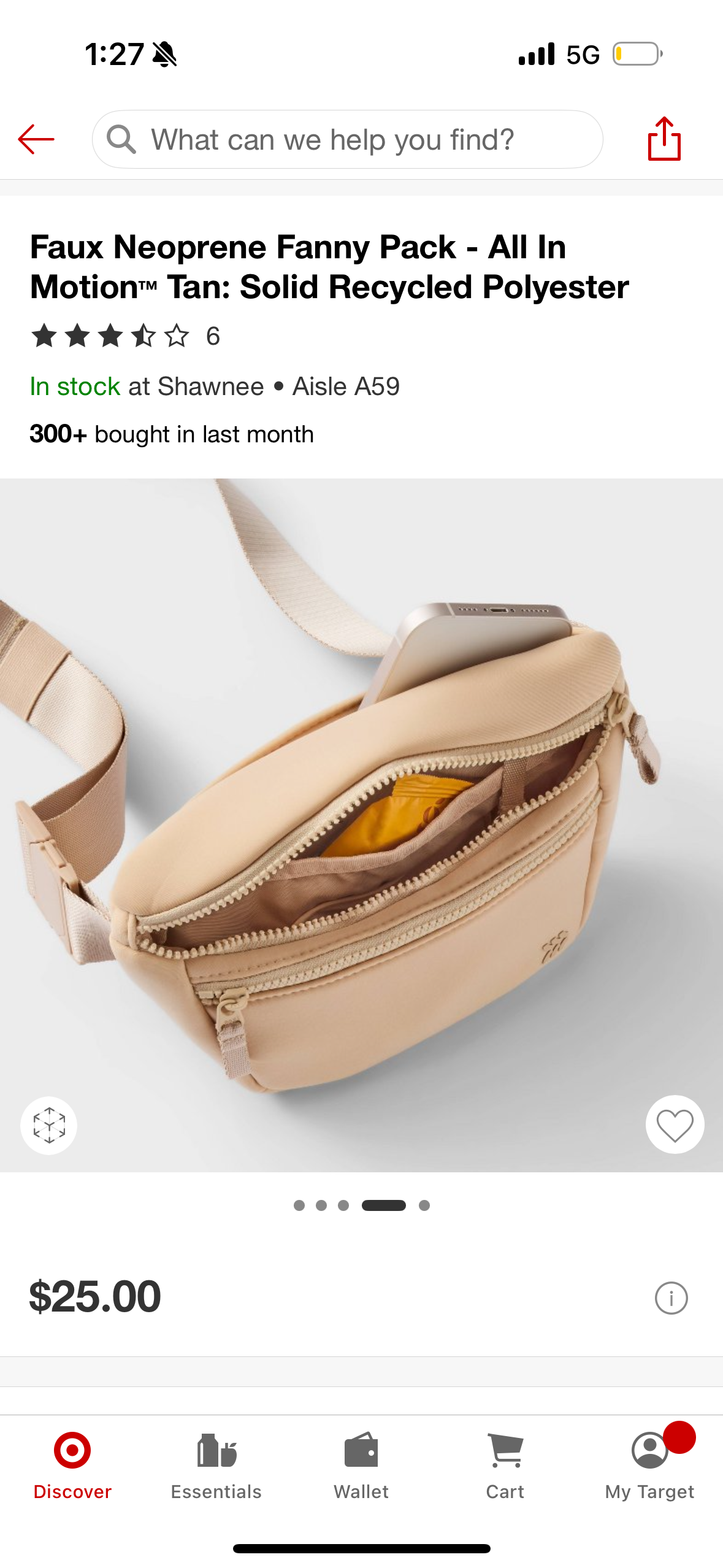 Faux Neoprene Fanny Pack - All In Motion™ Tan: Solid Recycled Polyester