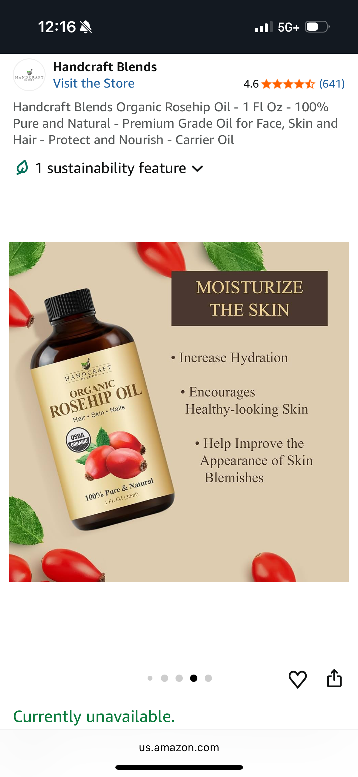 Handcraft Blends Organic Rosehip Oil - 1 Fl Oz - 100% Pure and Natural - Premium Grade Oil for Face, Skin and Hair - Protect and Nourish - Carrier Oil