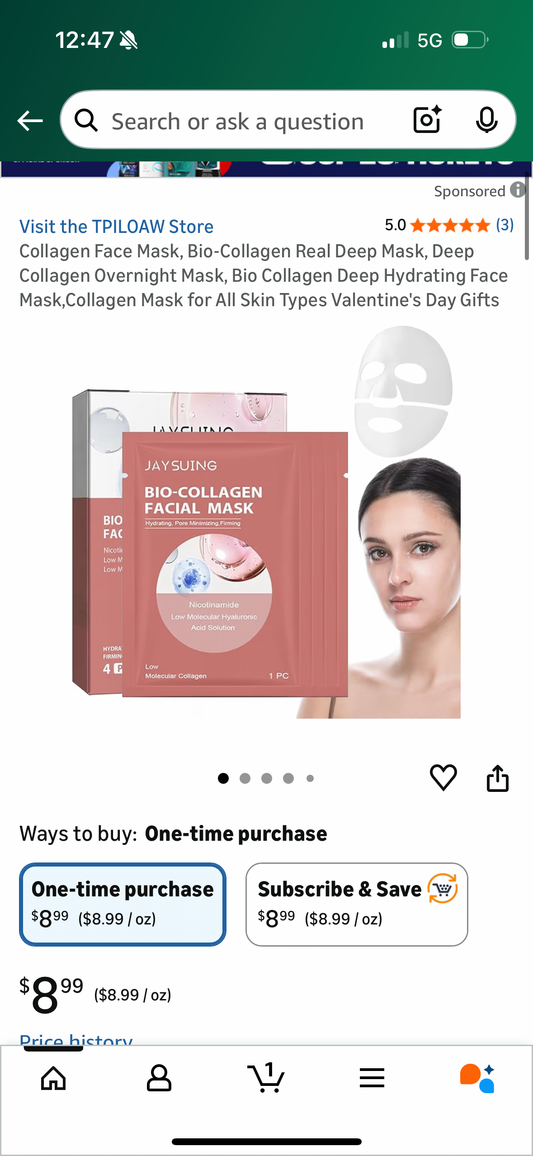 Collagen Face Mask, Bio-Collagen Real Deep Mask, Deep Collagen Overnight Mask, Bio Collagen Deep Hydrating Face Mask,Collagen Mask for All Skin Types Valentine's Day Gifts