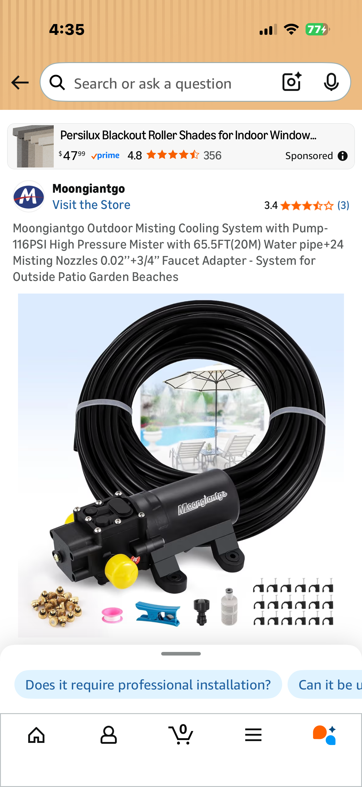 Moongiantgo Outdoor Misting Cooling System with Pump- 116PSI High Pressure Mister with 65.5FT(20M) Water pipe+24 Misting Nozzles 0.02’’+3/4’’ Faucet Adapter - System for Outside Patio Garden Beaches