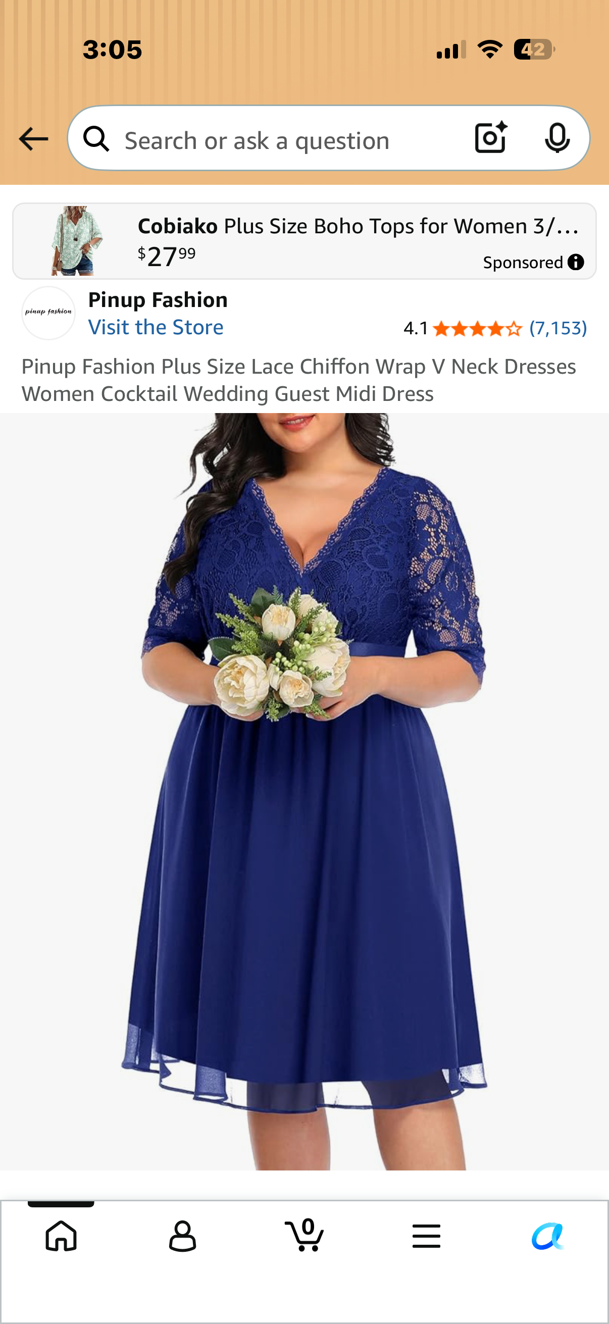 Pinup Fashion Plus Size Lace Chiffon Wrap V Neck Dresses Women Cocktail Wedding Guest Midi Dress (Size 26W)