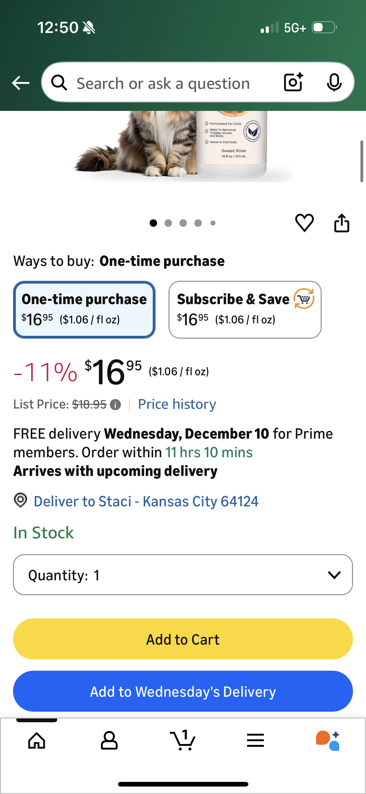 Freshly Bailey Cat Detangler Spray - Pet Detangling Spray for Cats - Natural Detangler & Leave in Conditioner Spray for Your Cat - Remove Tangles & Condition Pet's Coat 16 Fl Oz
