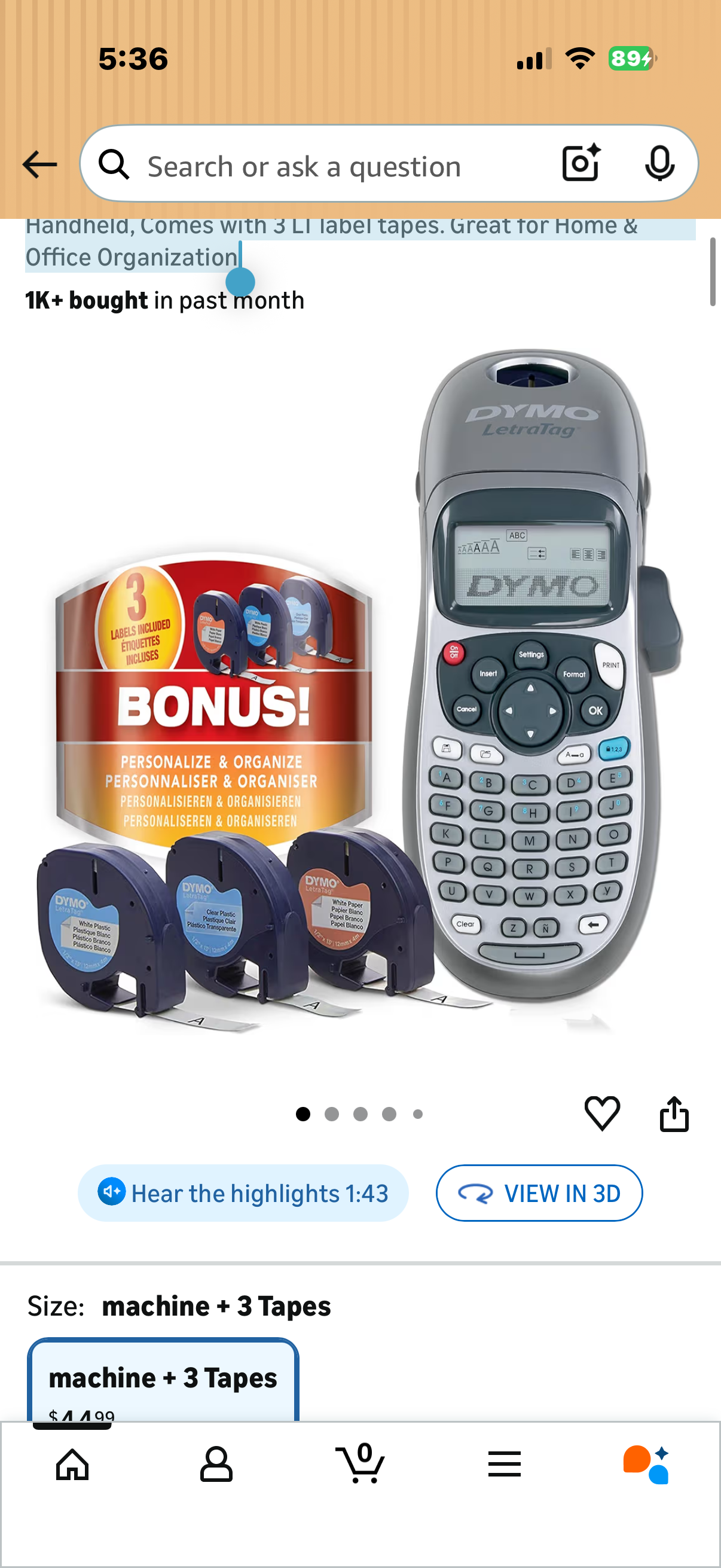 DYMO Label Maker Machine with Tape - 100H LetraTag Handheld, Comes with 3 LT label tapes. Great for Home & Office Organization