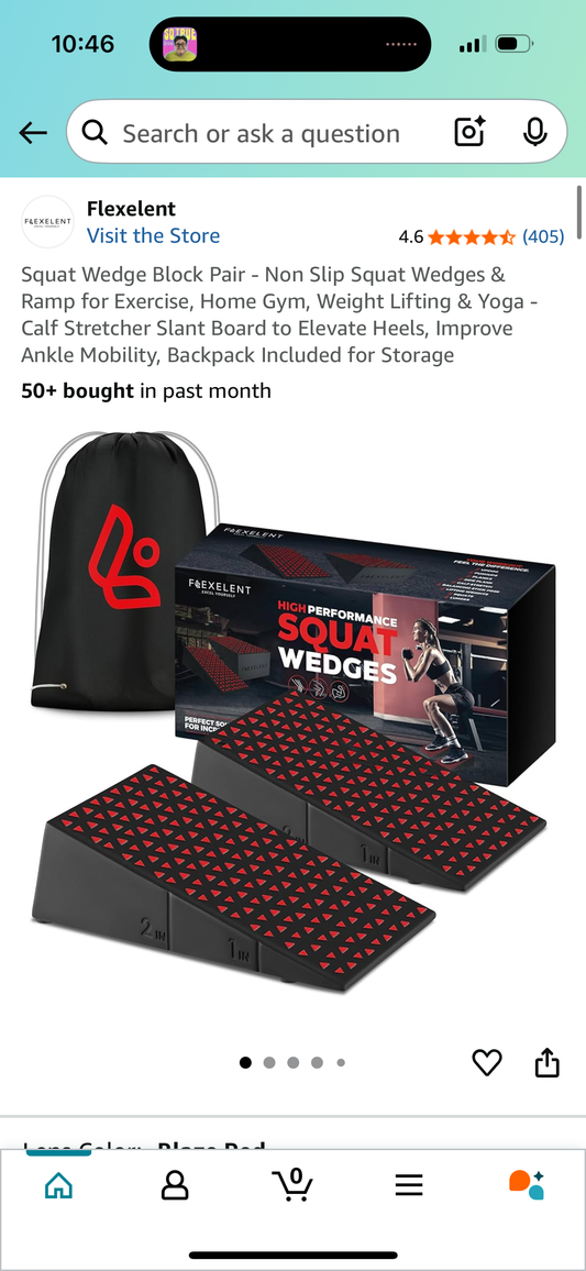 Squat Wedge Block Pair - Non Slip Squat Wedges & Ramp for Exercise, Home Gym, Weight Lifting & Yoga - Calf Stretcher Slant Board to Elevate Heels, Improve Ankle Mobility