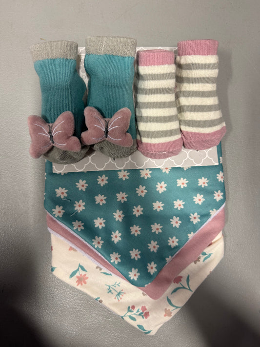 Bandana Bib and Sock Gift Set - Butterfly