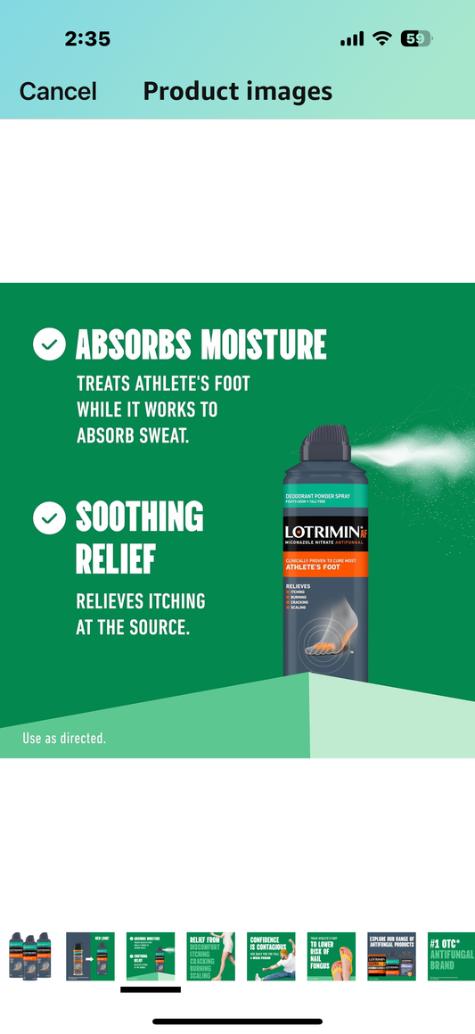 Lotrimin Medicated Deodorant Powder Spray with Miconazole Nitrate 2%, 4.6 oz