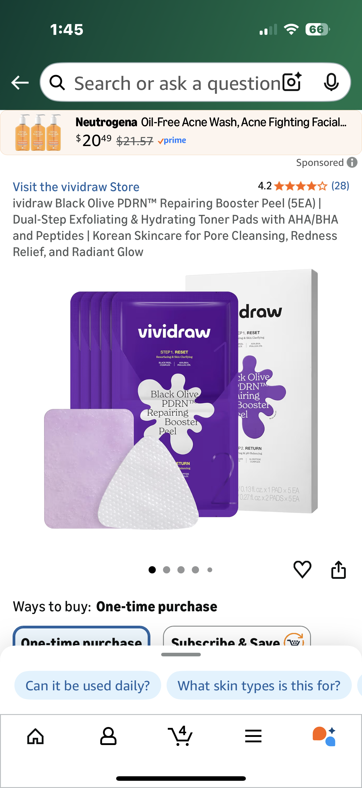 ividraw Black Olive PDRN™ Repairing Booster Peel (5EA) | Dual-Step Exfoliating & Hydrating Toner Pads with AHA/BHA and Peptides | Korean Skincare for Pore Cleansing, Redness Relief, and Radiant Glow