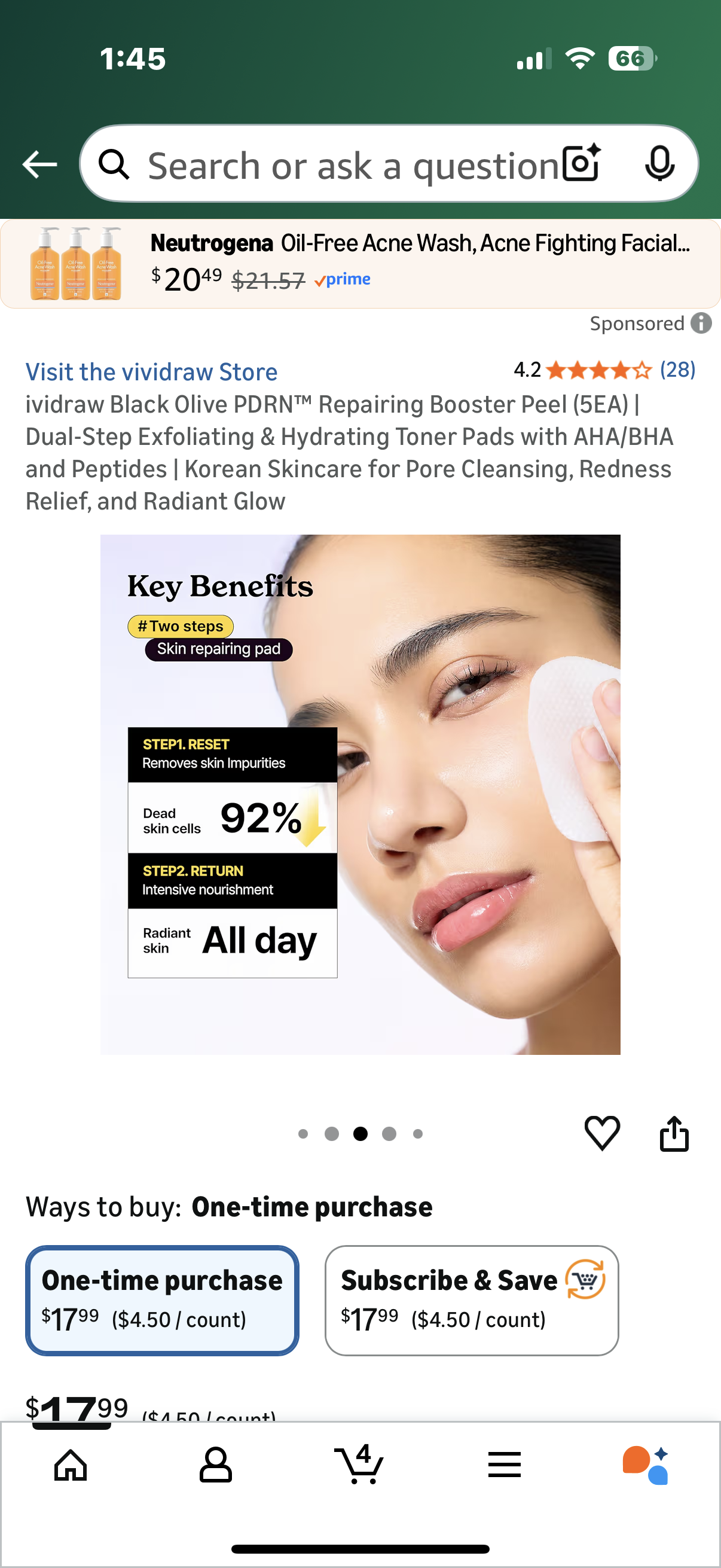 ividraw Black Olive PDRN™ Repairing Booster Peel (5EA) | Dual-Step Exfoliating & Hydrating Toner Pads with AHA/BHA and Peptides | Korean Skincare for Pore Cleansing, Redness Relief, and Radiant Glow