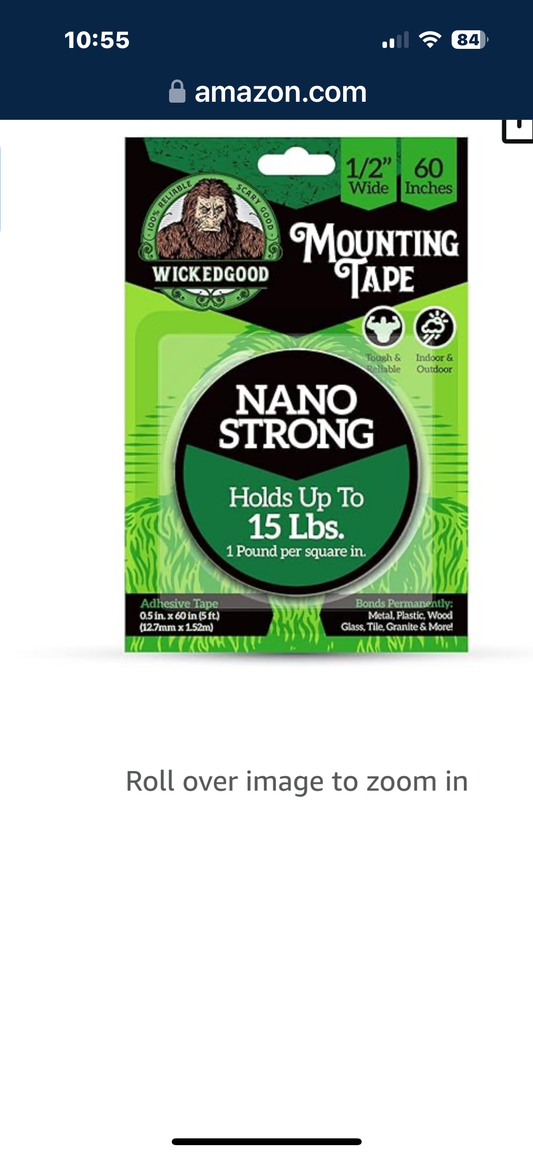WickedGood Nano Mounting Tape, Double Side Adhesive Tape, Indoor & Outdoor, Reusable Clear Tape, Anti Residue, Multi-Function Use - Appliances, Decorations, Posters, Pictures, Crafting ﻿(3/4" x 60")