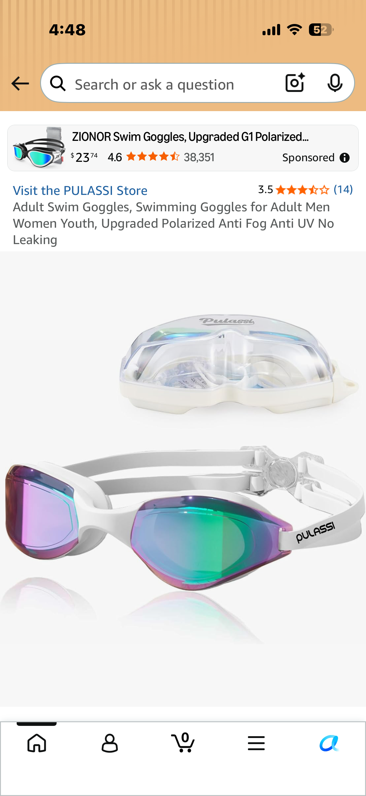 Adult Swim Goggles, Swimming Goggles for Adult Men Women Youth, Upgraded Polarized Anti Fog Anti UV No Leaking