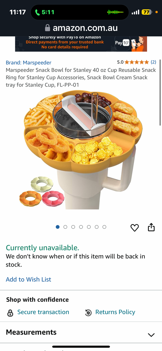 Snack Bowl for Stanley 40 oz Cup Reusable Snack Ring for Stanley Cup Accessories, Snack Bowl Cream Snack tray for Stanley Cup, FL-PP-01