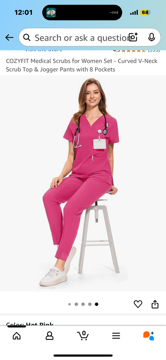 Medical Scrubs for Women Set with 8 Pockets (Size 3X-Large)