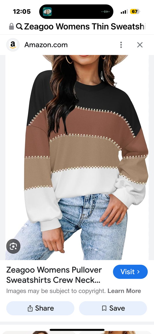 Womens Thin Sweatshirt (Size Large)