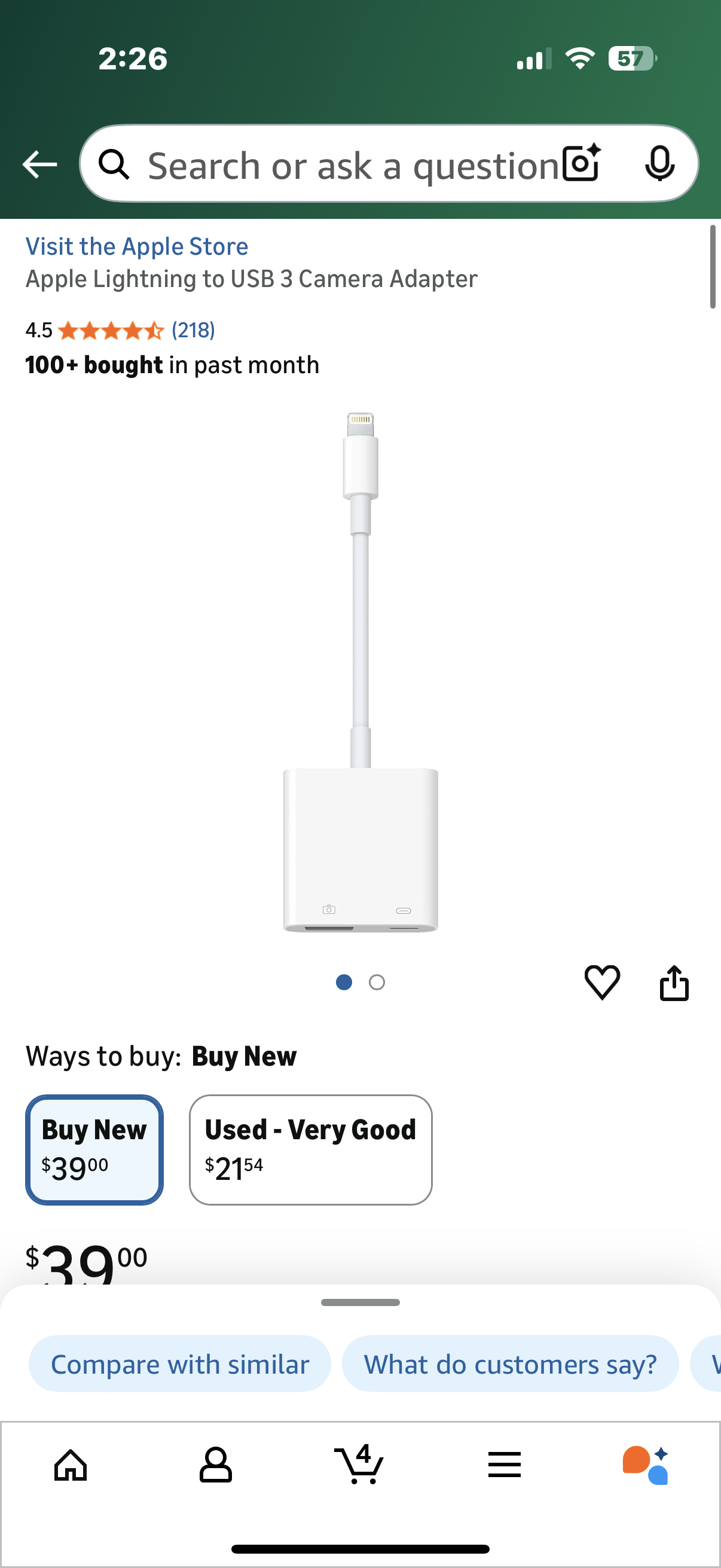 Apple Lightning to USB 3 Camera Adapter