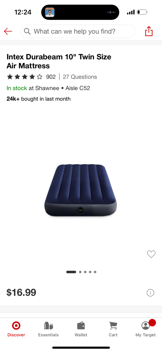 Intex Durabeam 10" Twin Size Air Mattress