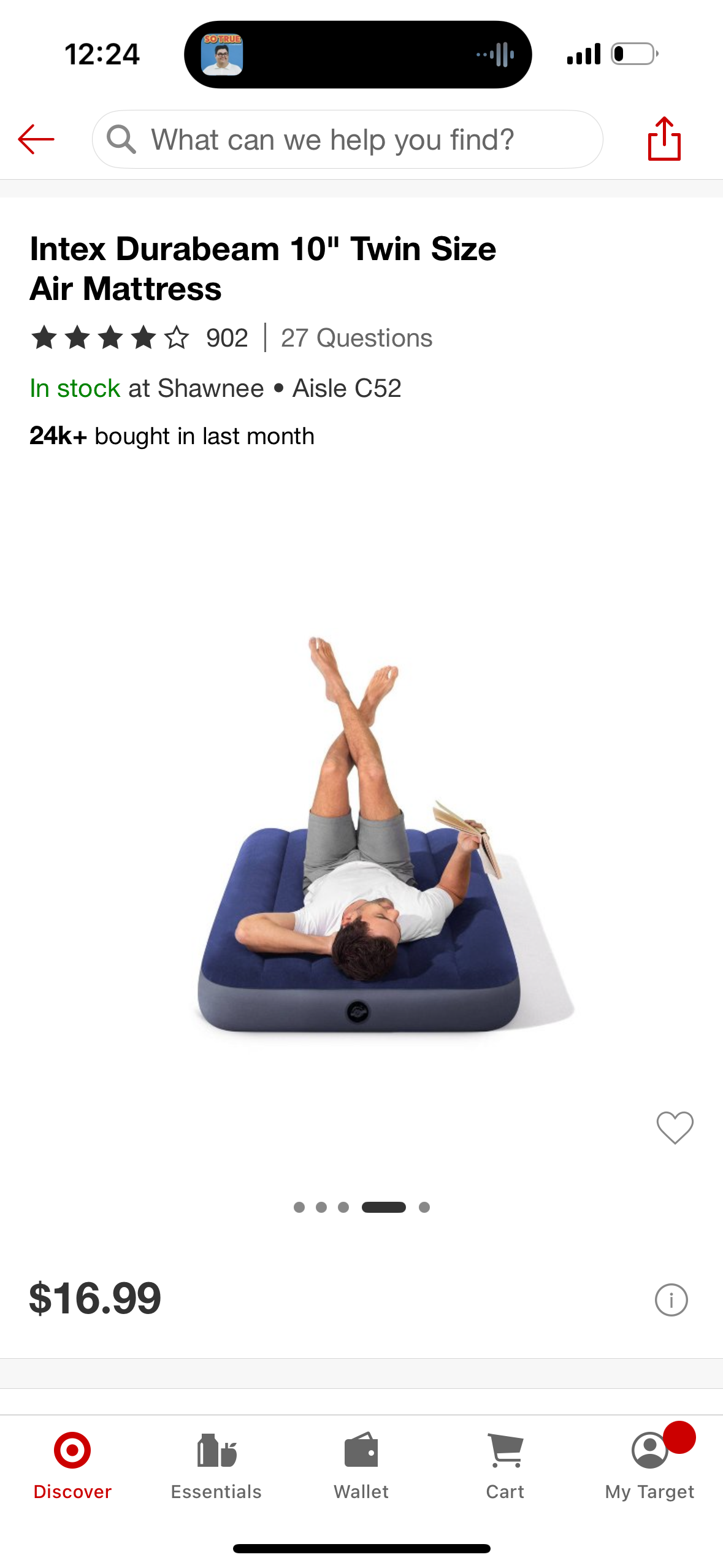 Intex Durabeam 10" Twin Size Air Mattress